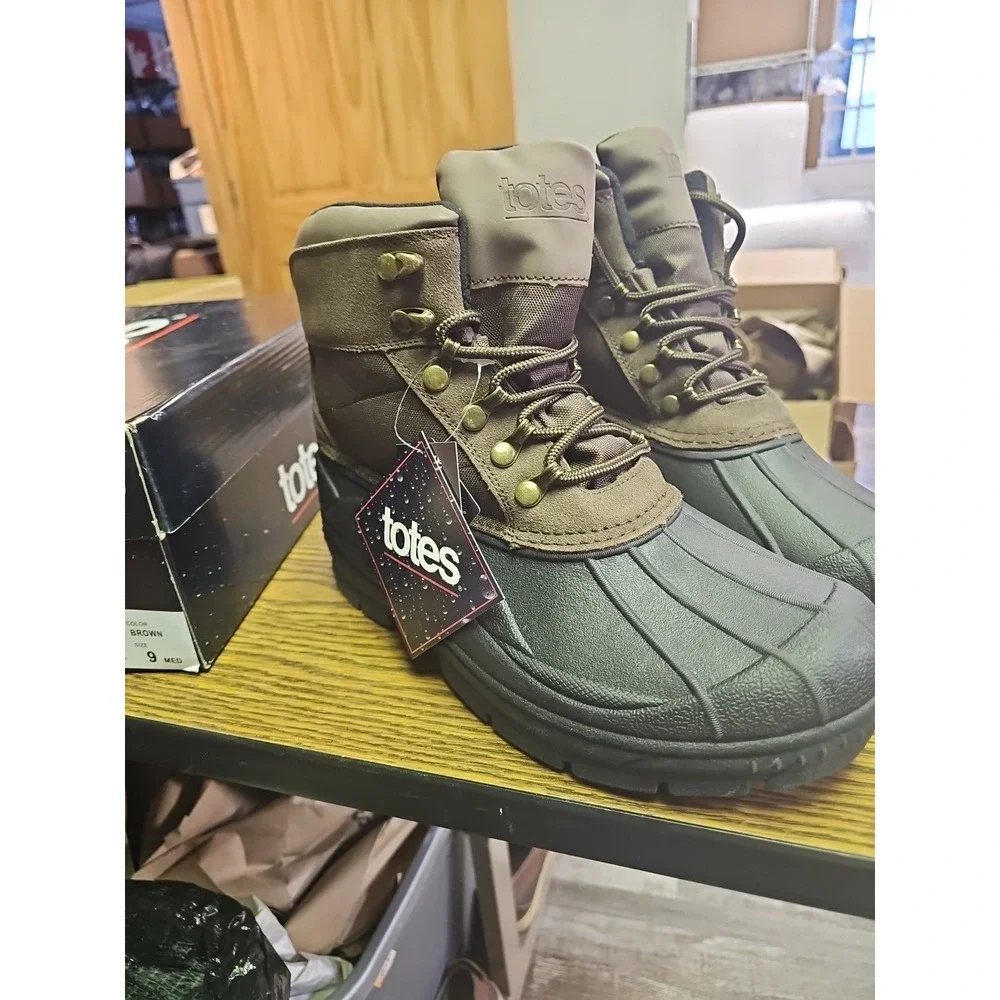 Totes Men's Waterproof Snow Boots Style Rockybrown Rated -10° Sz‎ 9 New